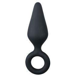 Анальная пробка Easytoys Black Buttplug With Pull Ring Large