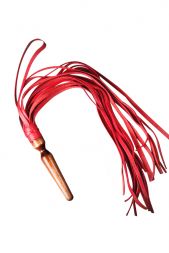 Красная плеть с рукоятью в виде анальной пробки #3013-2