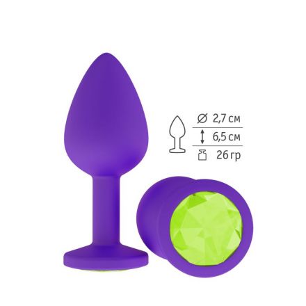 Анальная втулка Purple Small с салатовым кристаллом