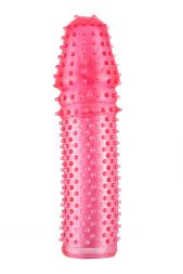 Розовая насадка на пенис с точечками модель МС01030029