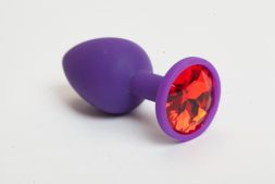 Анальная пробка Purple Small с красным кристаллом