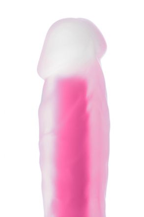 Прозрачно-розовый фаллоимитатор Штучки-Дрючки светящийся в темноте 18 см