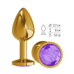 Анальная втулка Gold Small с фиолетовым кристаллом