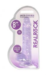 Фиолетовый фаллоимитатор Realrock Crystal Clear 21 см