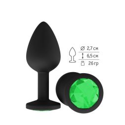 Анальная втулка Black Small с зеленым кристаллом