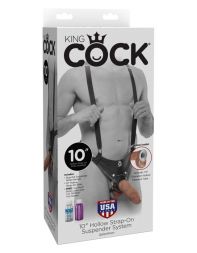 Страпон система с насадкой загорелым фаллосом King Cock 10 Hollow Strap-On Suspender System Tan